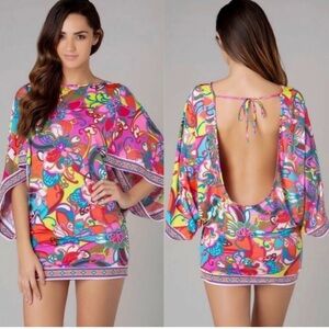 TRINA TURK Fiji Flower Swimsuit Cover Up Tunic Size Large